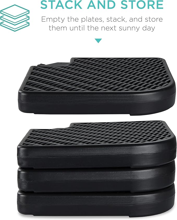 Best Choice Products 4-Piece 174lb Capacity Faux Wicker Cantilever Offset Patio Umbrella Stand Heavy-Duty Square Plate Set w/Easy-Fill Spouts for Water or Sand