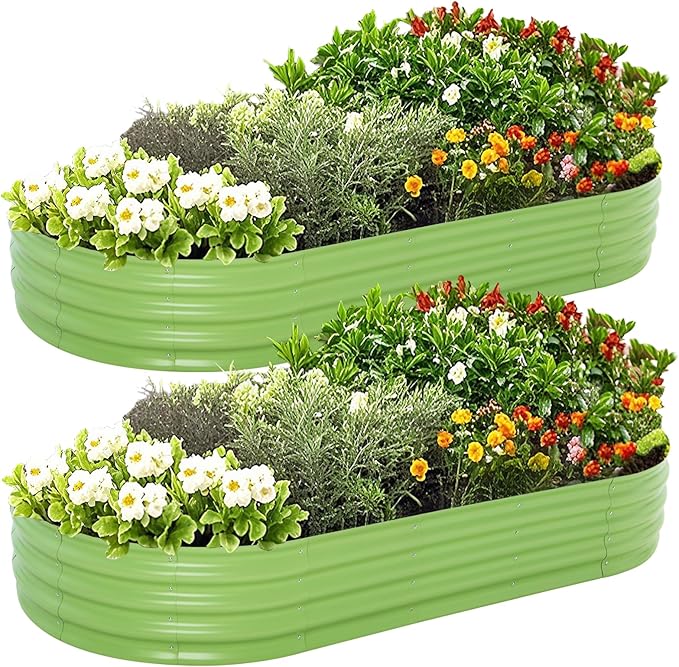 Galvanized Raised Garden Bed, 8x4x1 FT Thickening Planter Boxes Outdoor, Raised Beds for Gardening, Easy Assembly Large Garden Bed for Vegetables, Fruits, Flowers (2-Pack)