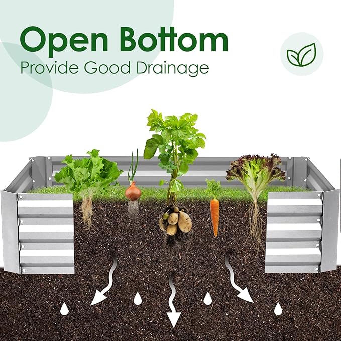 Quictent Raised Garden Bed with Cover Outdoor Galvanized Metal Planter Box Kit, w/ 2 Large Screen Windows Mini Greenhouse 20pcs T Tags 1 Pair of Gloves Included for Growing Vegetables 6x3x1ft (Clear)