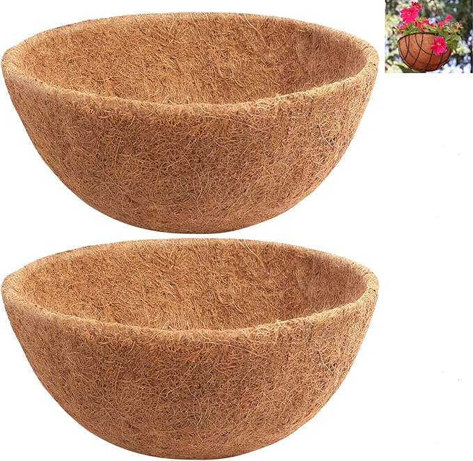 Y&M 2pcs 20“ Round Coconut Fiber Liner, 20'' Coco Liner Pre-Formed Replacement for Wall Hanging Planter Basket