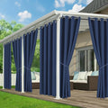 Outdoor Curtains for Patio Waterproof - 6 Panels Privacy Weatherproof Outside Curtains with Grommets for Pergola, Gazebo, Porch, Cabana, Balcony, 54 x 108 Inch, Navy