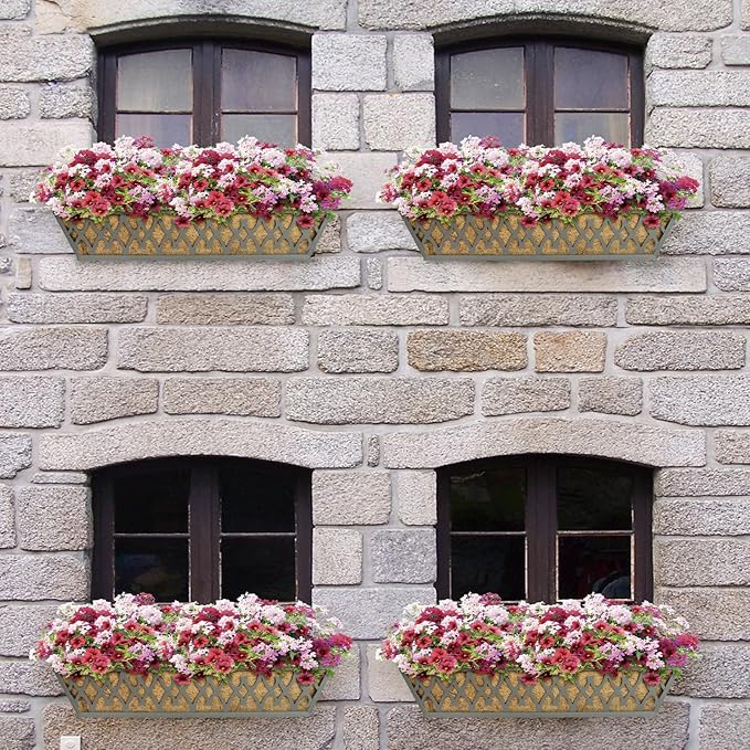 2 Pack 24 Inch Window Boxes Planters Railing Planter Box with Adjustable Brackets for Porch Fence Patio Balcony Hanging Flower Baskets with Coco Liners for Outdoor Garden Decor - Dark Grey