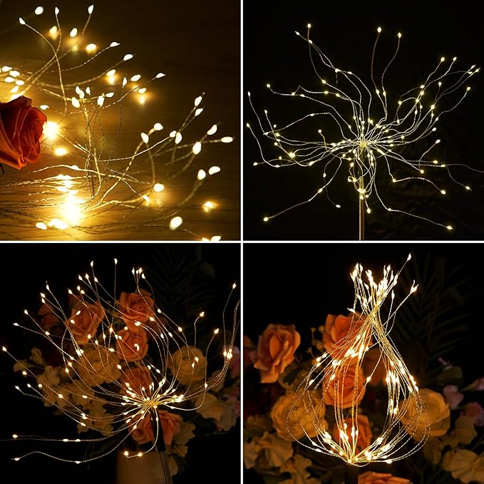 SUNNEST Solar Lights Outdoor, 150 LED Firework Light with 8 Modes Solar Garden Light for Yard Outside Fairy Lights Decor for Pathway Flowerbed Planter Balcony Patio Garden Decor (2 Pack 300LED)