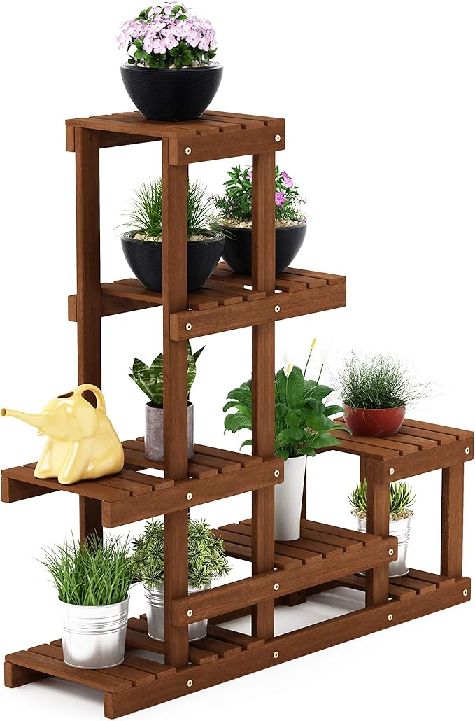 Furinno FG18451 Tioman Hardwood Patio Furniture Outdoor Flower Stand in Teak Oil, Natural