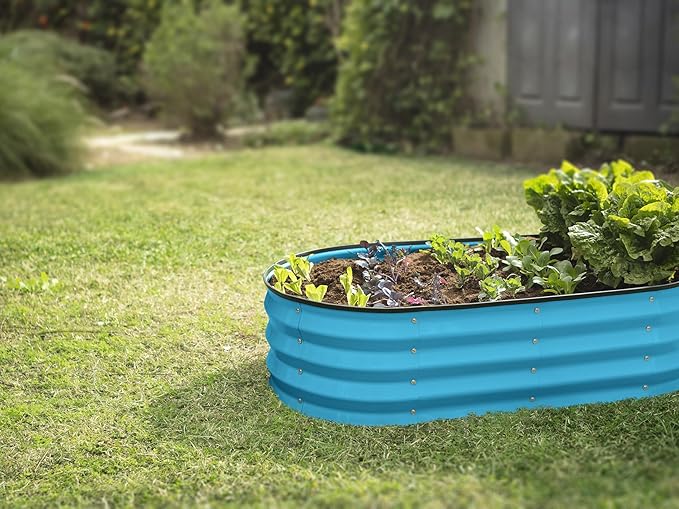 Plant & Plot Galvanized Raised Garden Beds Outdoor // 4×2×1 ft (2-Pack) Planter Raised Beds for Gardening, Vegetables, Flowers (Teal) // Large Metal Garden Box