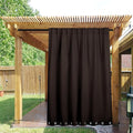 NICETOWN 2 Panels Outdoor Curtains for Patio Extra Wide 84", Waterproof & Windproof Grommet & Back Tab Fixed Top and Bottom Thermal Insulated Drapes with Rope for Gazebo, Toffee Brown, W84 x L95