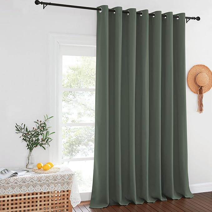 NICETOWN Dark Mallard Blackout Curtains for Bedroom/Living Room 132 Inch Length - Thermal Insulated Room Darkening Grommet Top Window Curtains (100 by 132 - Inch, 1 Panel)