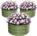 ZXZYHFTY Round Galvanized Raised Garden Bed kit,Green Outdoor Garden Raised Planter Box, Round Large Metal Raised Garden Beds for Vegetable 2 * 2 * 1ft 3 Pcs