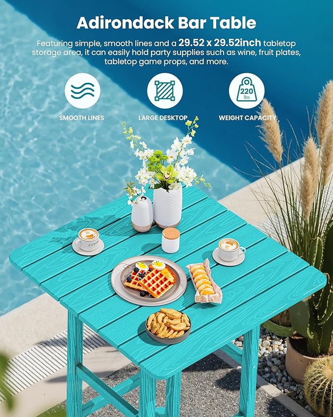 SERWALL 5 Pieces Adirondack Bar Chairs Set, Aruba