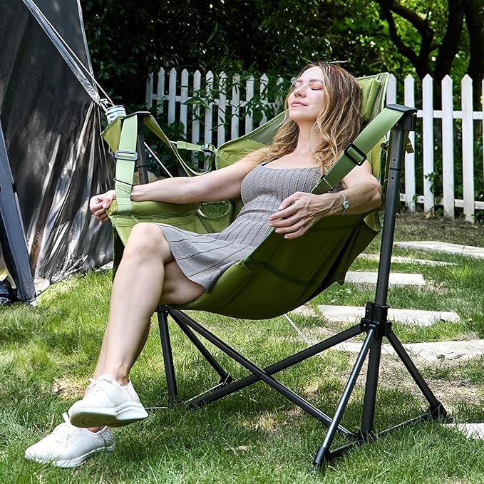 TIMBER RIDGE Hammock Camping Chair, Oversized Swinging Hammock Chair with Adjustable Back and Seat for Outdoor Lawn, Sports, Supports 400lbs, Green