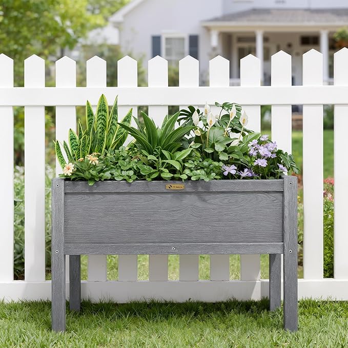 TT Nature HDPE Raised Garden Bed with Legs, Outdoor Elevated Planter Box for Vegetables, Herbs & Flowers, Weather-Resistant Raised Garden Beds for Patio, Balcony & Backyard Gardening