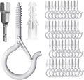 PlusRoc 40 Pack Ceiling Hooks for Hanging Plants Outdoor String Lights Heavy Duty, 2.2 Inch Eye Hook Screw in Cup Hooks Q-Hanger for Patio Lights, Wall Wood Fence Deck Mount(White)