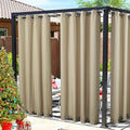 NICETOWN Canvas Outdoor Curtains for Patio Waterproof, Thermal Insulated Top and Bottom Grommet Durable Privacy Outdoor Vertical Drapes for Yard Party/Pergola, W55 x L95 Inch, 2 Panels, Taupe
