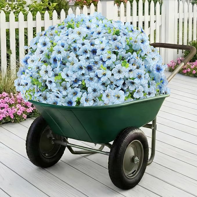 Artificial Flowers for Outdoor Indoor,Silk Flowers No Fade Fake Plastic Flowers Faux Plants for Outdoors Outside Front Porch Hanging Planter Window Box Garden Home Decoration,13 Pack(Blue)