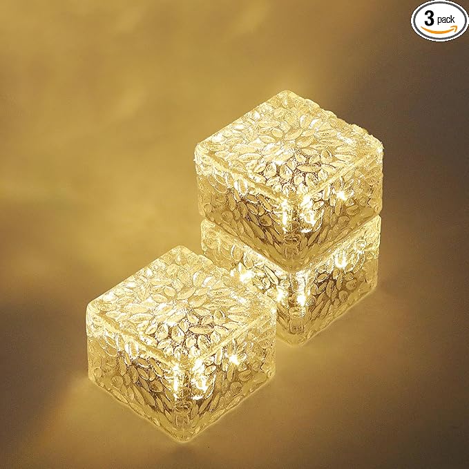 Solar Brick Lights-Outdoor Solar Lights for Yard-Solar Brick Landscape Path Light 3 Pack LED Light Brick Garden Decor for Pathway Patio Walkway Backyard Decoration