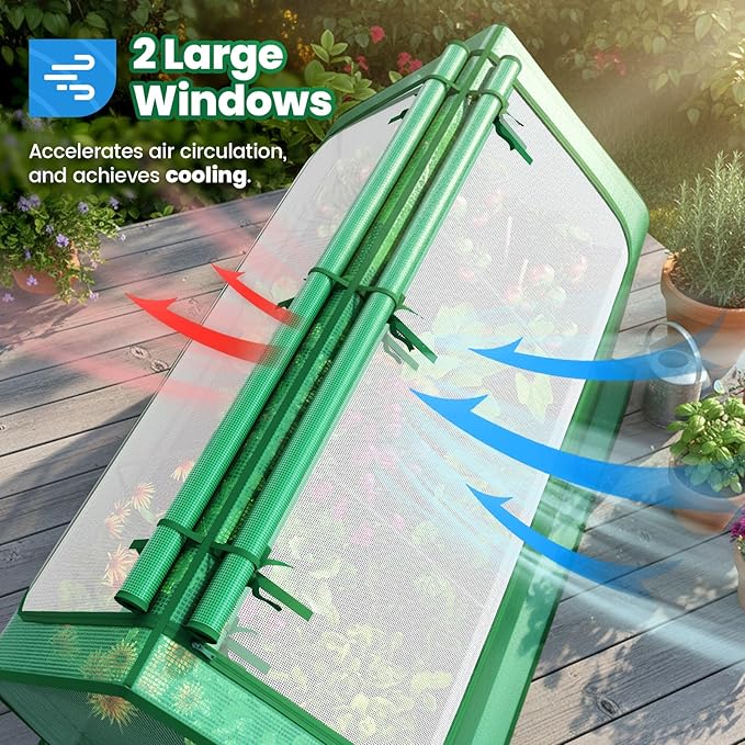 Quictent Raised Garden Bed Galvanized Raised Beds for Gardening Vegetables with Cover 8x4x2 ft Metal Planter Box Outdoor Use, Green