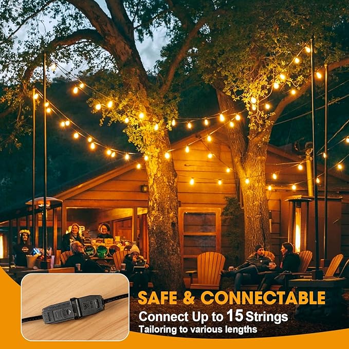 S14 LED Outdoor String Lights 150FT Patio Lights Outdoor Waterproof with 45+3 Shatterproof LED Bulbs, Hanging Backyard Lights for Outside Deck Patio Garden Balcony Decorations