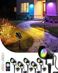 CORESLUX Christmas Smart Spot Lights Outdoor, Color Changing Warm White Landscape Lights with APP and Remote Control, Spotlight Waterproof for Garden Yard Patio Landscape, 6 Pack