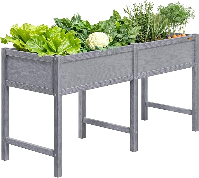 TT Nature HDPE Raised Garden Bed with Legs, Outdoor Elevated Planter Box for Vegetables, Herbs & Flowers, Weather-Resistant Raised Garden Beds for Patio, Balcony & Backyard Gardening