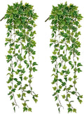 Hollyone 2pcs Artificial Hanging Plants 31" Fake Ivy Vine Faux Ivy Leaves Hanging Plant Greenery for Wall House Room Patio Indoor Outdoor Home Shelf Office Wedding Decor