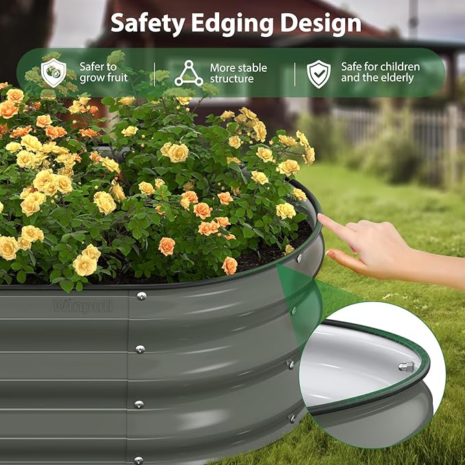 Raised Garden Bed Kit, 5x2x1 ft Galvanized Planter Box Outdoor with Safety Edging, Large Metal Raised Beds for Gardening Vegetables Flower Fruits (Volcanic Ash)