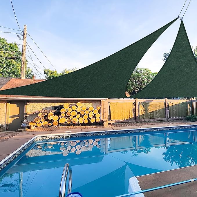 E&K Sunrise 19' x 19' x 19' Sun Shade Sail Triangle Canopy Shade Cover UV Block for Patio Backyard Garden Outdoor (Green)