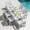 HDPE Outdoor Patio Dining Set with Table & 6 Chairs, All-Weather 7-Piece Outdoor Table and Chairs, 2" Umbrella Hole, Patio Furniture for Garden, Backyard, Deck | White