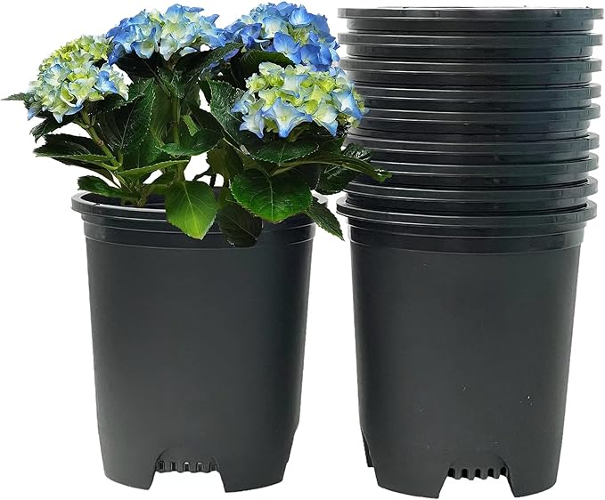 5 Gallon 10-Pack Nursery Pot Black Plastic Planters with Drainage for Outdoor Indoor Large Plants Trees