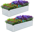 2 Pack 4x2x1FT Galvanized Raised Garden Beds Kit Outdoor Metal Gardening Planter Box for Vegetable Elevated Flower Herbs,Silver