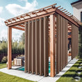 NICETOWN Outdoor Patio Curtains Windproof & Waterproof 2 Panels, Grommet Top & Bottom Wind-Break Thermal Insulated Blackout Extra Wide Weighted Gazebo Blinds for Yard/Porch, Tan, W84 x L108