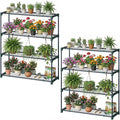 Ohuhu Plant Greenhouse Shelves 4 Tier 2 Pack Extra-Wide Stable Green House Shelving for Outdoor, 35x12x42 Inch Portable Rustproof Metal Shelf Plant Stand Rack Greenhouse Accessories