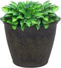 Sunnydaze 24-Inch Anjelica Large Plastic Pot for Plants - Outdoor Double-Walled Large Plastic Planter with Drillable Drainage Holes - Sable