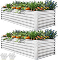 YITAHOME 6x3x2ft 2pcs Large Raised Garden Bed Kit, Galvanized Metal Planter Box with Gloves, Ground Nails, Support Rod, Outdoor Above Ground Planters for Plants Vegetables Flowers, Silver