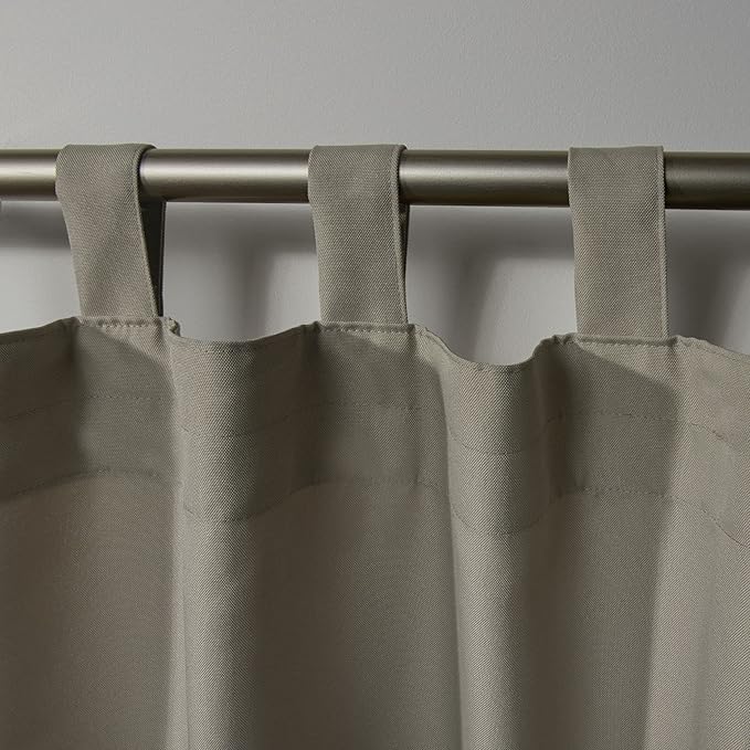 Exclusive Home Cabana Solid Indoor/Outdoor Light Filtering Hook-and-Loop Tab Top Curtain Panel, 54"x84", Taupe, Set of 2