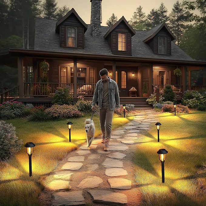 12 Pack Solar Pathway Lights Outdoor, Dusk to Dawn Solar Lights Outdoor Waterproof,Solar Garden Lights Solar Powered, Landscape Lighting for Yard Walkway Driveway Path Warm White