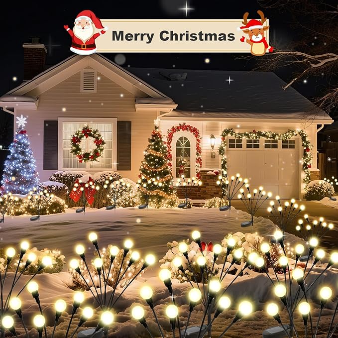 ALSO GO Solar Lights Outdoor, 2 Pack 16 LEDs Firefly Lights, Waterproof Solar Garden Lights, Solar Firefly Lights for Yard Patio Pathway Outdoor Decoration, Gardening Gifts for Women Christmas Decor
