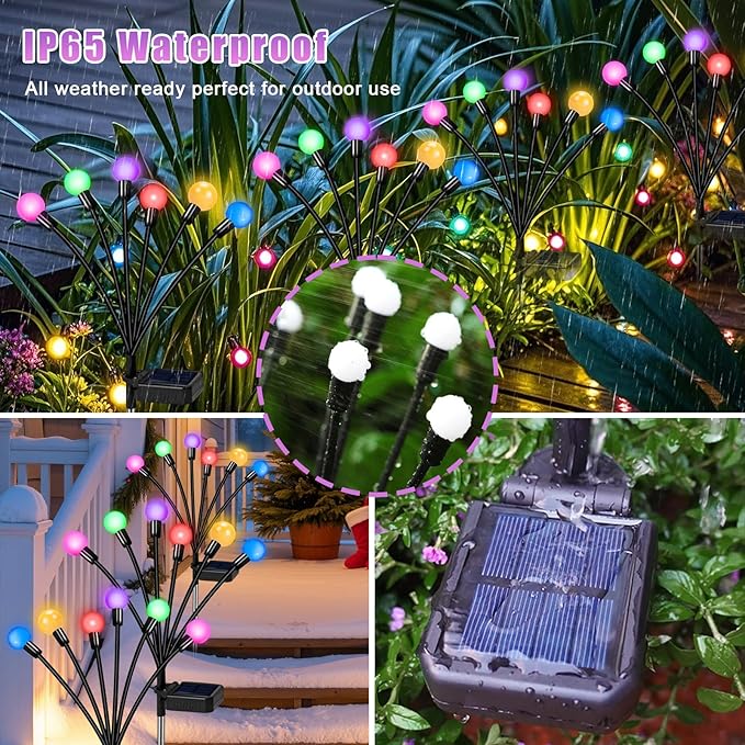 Solar Garden Lights Outdoor, Swaying Light Waterproof Solar Lights Outdoor for Yard Pathway Patio, Swaying Lawn Decor as Gardening Gifts for Women Holiday (Multicolor, 4 Pack)