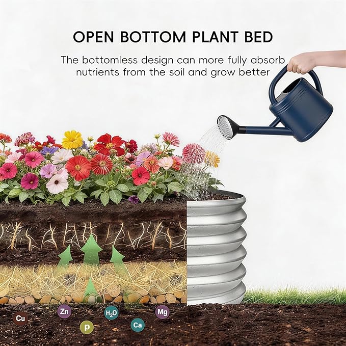 AHEONLAR 3Pack 2x2x1 ft Round Galvanized Raised Garden Bed Kit Round Metal Flower Box Large Planter Raised Beds Outdoor Garden for Planting,Fruit,Herb-Sliver