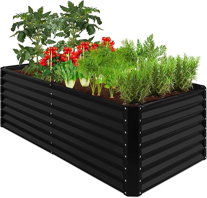 Best Choice Products 6x3x2ft Outdoor Metal Raised Garden Bed, Deep Root Box Planter for Vegetables, Flowers, Herbs, 269 Gallon Capacity, 100% Non Toxic Materials - Black