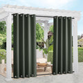 NICETOWN Outdoor Curtains 2 Panels Bottom Weighted for Patio Waterproof, Grommet Thermal Insulated Fixed Windproof Blackout Outdoor Curtains Privacy for Pergola, W52 x L95, Greyish Green