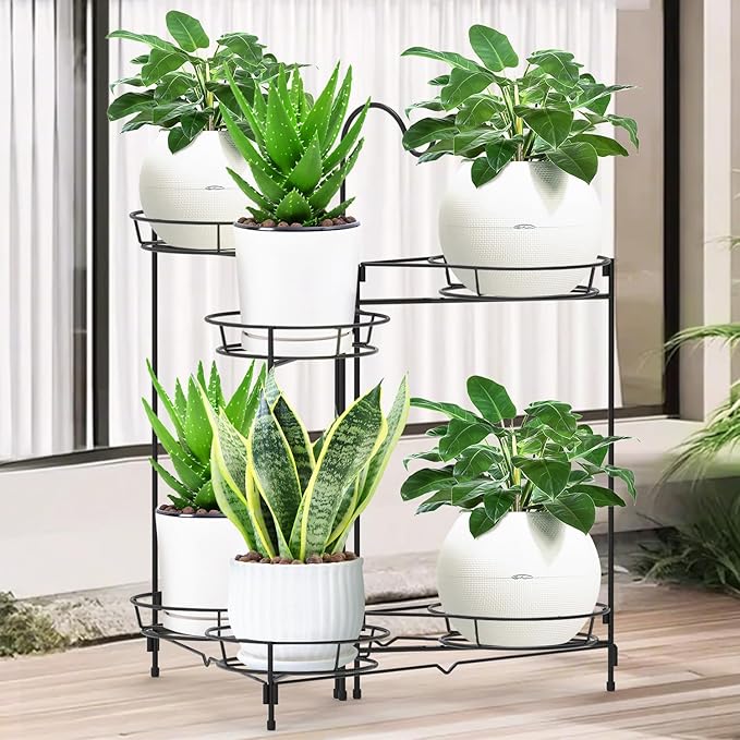 Heavy Duty Metal Plant Stand, Indoor Outdoor Plant Shelf & Rack - 6 Tiers 7 Pots, Plant Holder for Plants/Flowers/Planters, for Living Room Home Corner Patio & Garden