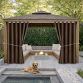 Water Proof Outside Curtains with Grommet Top for Porch, Thermal Insulated Washable Light Block Outdoor Divider Drapes for Patio Gazebo Deck Pool Area Pergola Cabana (W84 x L95, Brown, 2 Panels)