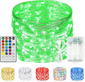 RGB Color Changing 33Ft 100LED St. Patrick's Day Fairy Lights Battery Operated, Waterproof String Lights USB Powered with Timer for Indoor & Outdoor, 18 Colors & Multicolor for Bedroom Christmas Decor
