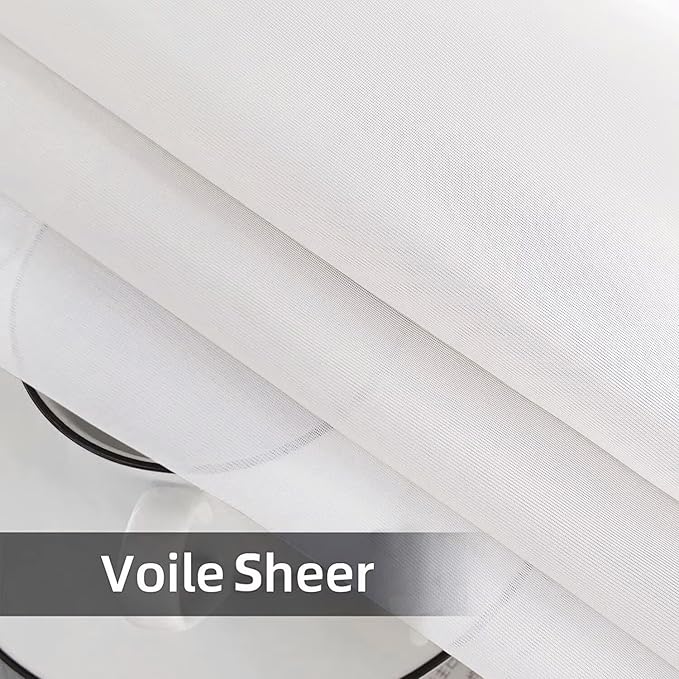 SpaceDresser Waterproof Outdoor Sheer Curtains for Patio - 4 Panels Rod Pocket Indoor Voile Sheer Curtain for Living Room,52W x 84L inch, White