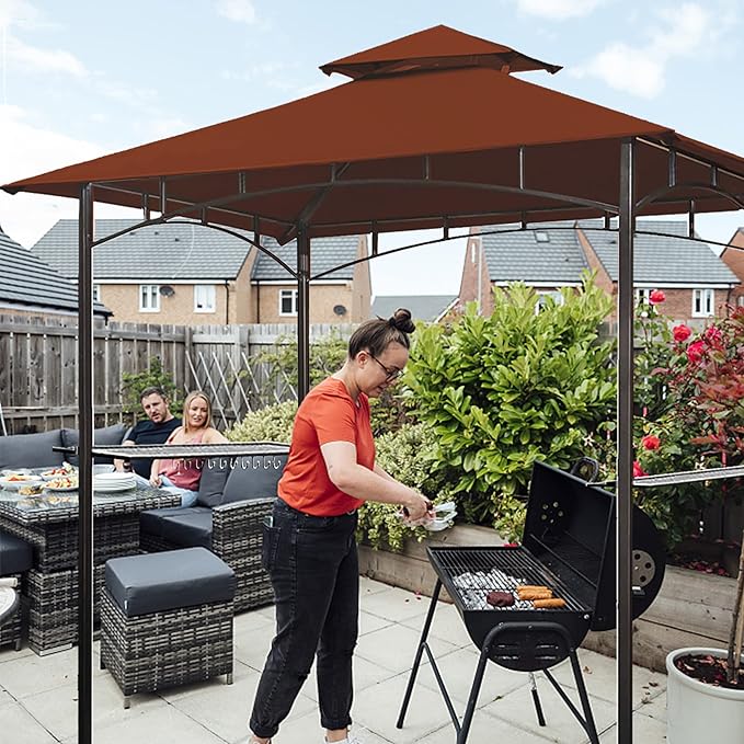 Eurmax USA High Performance Grill Gazebo Canopy Replacement Cover 5x8 BBQ Shelter Top (Rust Red)