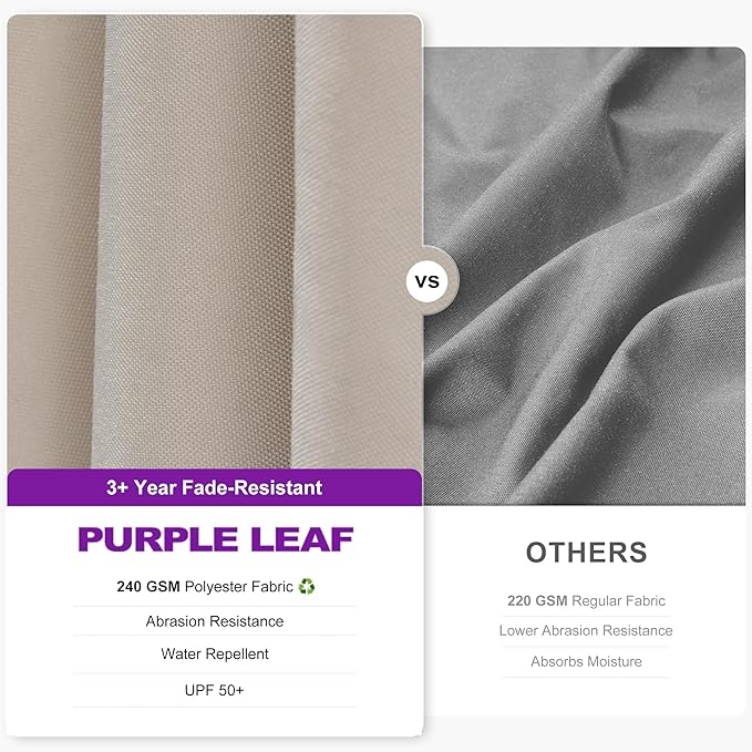 PURPLE LEAF 10 Feet Patio Umbrella with Base Outdoor Cantilever Solar Powered LED Swivel Square Umbrella Aluminum Offset Umbrella with 360-degree Rotation for Garden Deck Pool Patio, Beige