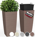 Mueller Janska M-Resin Heavy Duty Tall Planter, Indoor/Outdoor Grande Plant, Tree, Flower Pot, 2-Piece Set, 18”, Modern Design, Built-in Drainage, Mocha
