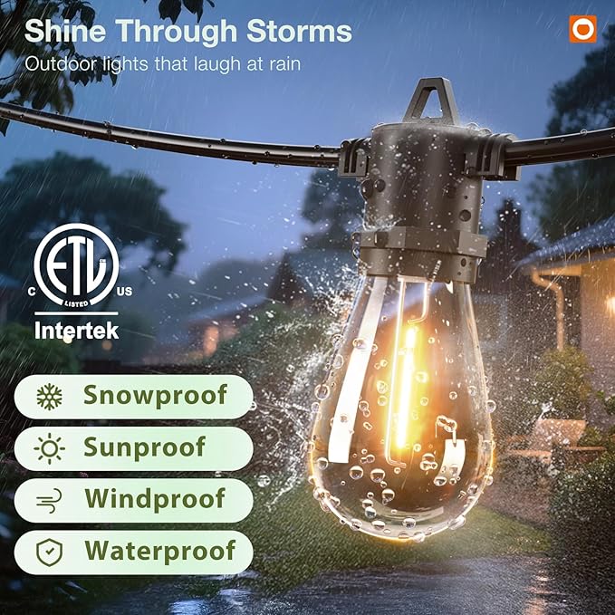 addlon 150FT LED Outdoor String Lights with Remote Dimmable Patio Lights with Timer & 3 Lighting Modes, 48 Shatterproof Edison Bulbs, Waterproof Shatterproof Hanging for Outside Backyard Porch Party