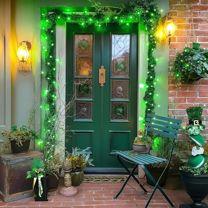Joomer Green Solar Fairy Lights, 2-Pack Total 80FT 240LED Solar String Lights Outdoor Waterproof 8 Lighting Modes for Fence Party Garden Patio Yard Home Holiday Tree St. Patrick's Day Decoration
