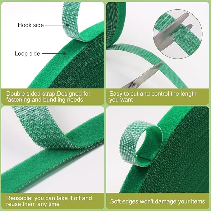 SumDirect Plant Tape 150 ft Plant Ties for Climbing Plants Garden Twist Ties Plants Adjustable Reusable Hook and Loop Tape for Plants, Flowers, Vines and Tree (150 ft x 1/2 in)